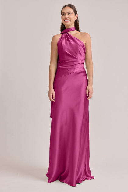 Imani Satin Dress | Made To Order | Fuchsia
