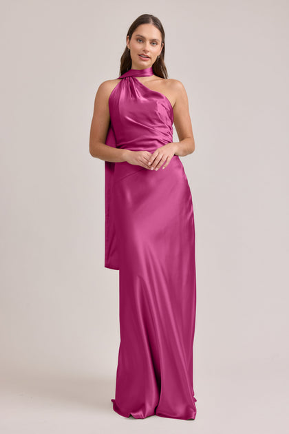 Imani Satin Dress | Made To Order | Fuchsia