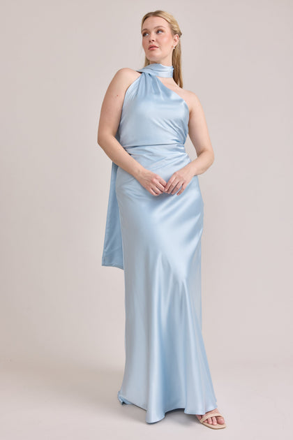 Imani Satin Dress | Made To Order | Sky Blue
