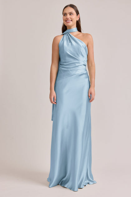 Imani Satin Dress | Made To Order | Light Blue