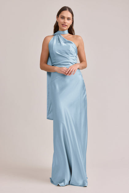 Imani Satin Dress | Made To Order | Light Blue