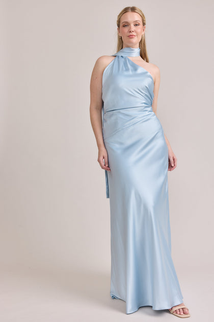 Imani Satin Dress | Made To Order | Sky Blue
