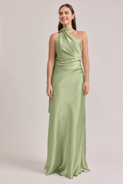 Imani Satin Dress | Made To Order | Matcha