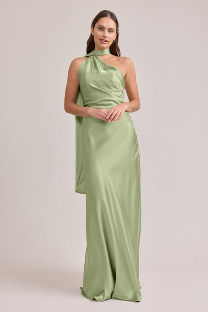 Imani Satin Dress | Made To Order | Matcha