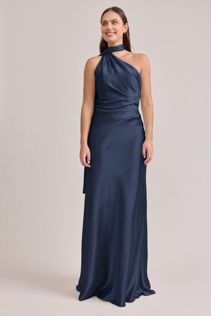 Imani Satin Dress | Navy Blue