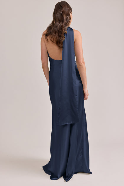 Imani Satin Dress | Navy Blue