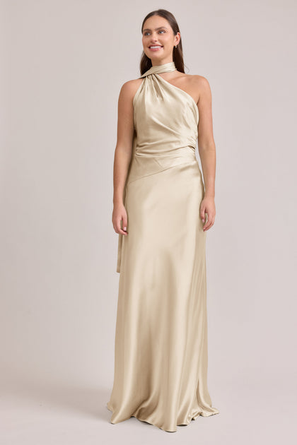 Imani Satin Dress | Made To Order | Pale Yellow