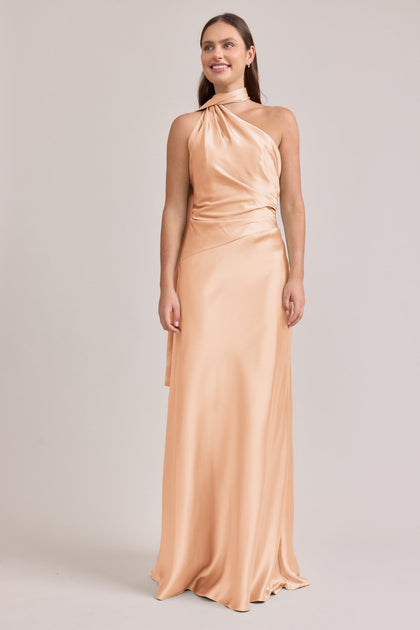 Imani Satin Dress | Made To Order | Peach