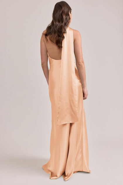 Imani Satin Dress | Made To Order | Peach