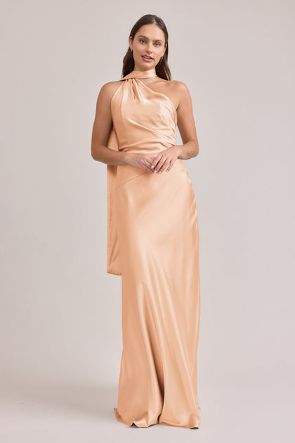Imani Satin Dress | Made To Order | Peach