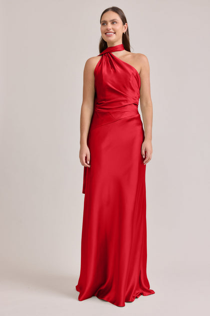 Imani Satin Dress | Made To Order | Poppy Red