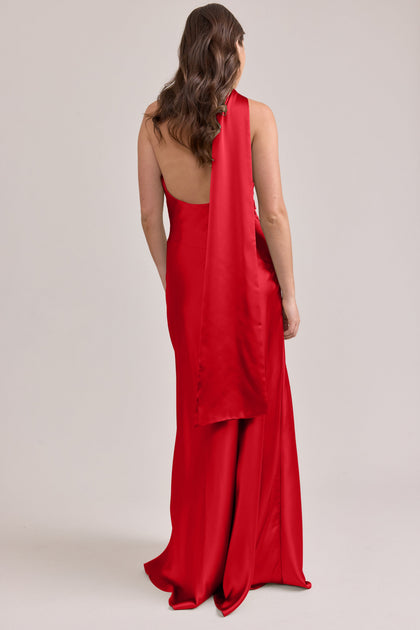 Imani Satin Dress | Made To Order | Poppy Red