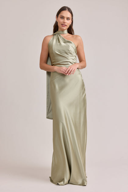 Imani Satin Dress | Made To Order | Silver Sage