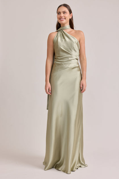 Imani Satin Dress | Made To Order | Silver Sage
