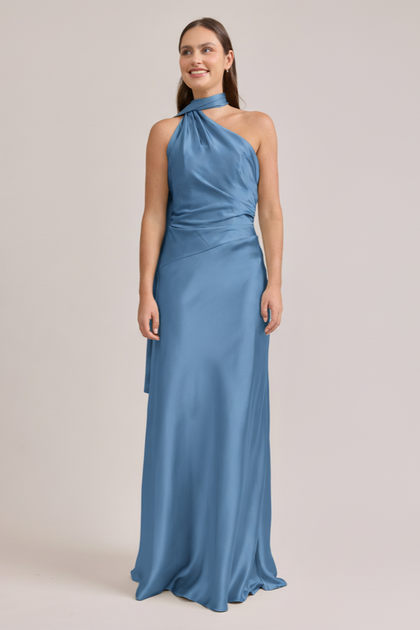 Imani Satin Dress | Made To Order | True Blue