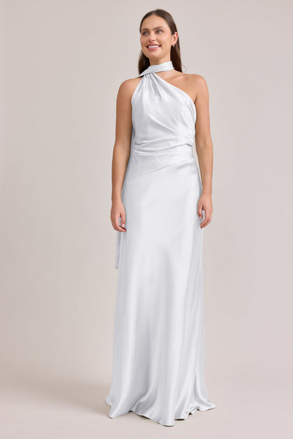 Imani Satin Dress | Made To Order | White Pearl