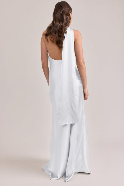Imani Satin Dress | Made To Order | White Pearl