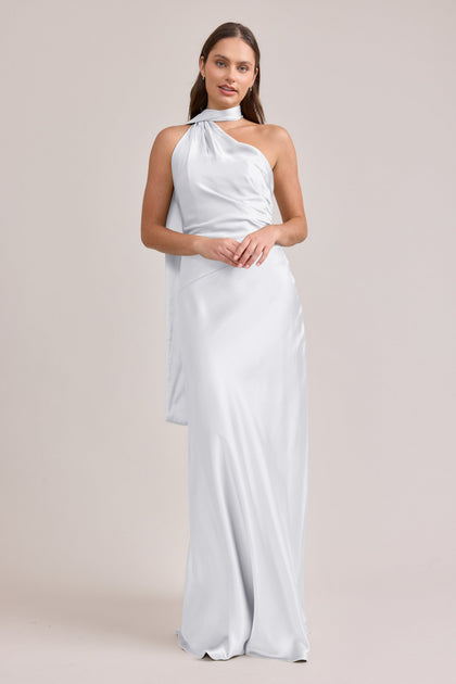 Imani Satin Dress | Made To Order | White Pearl