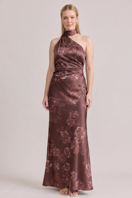 Imani Satin Floral Print Dress | Made To Order | Mahogany Blooms