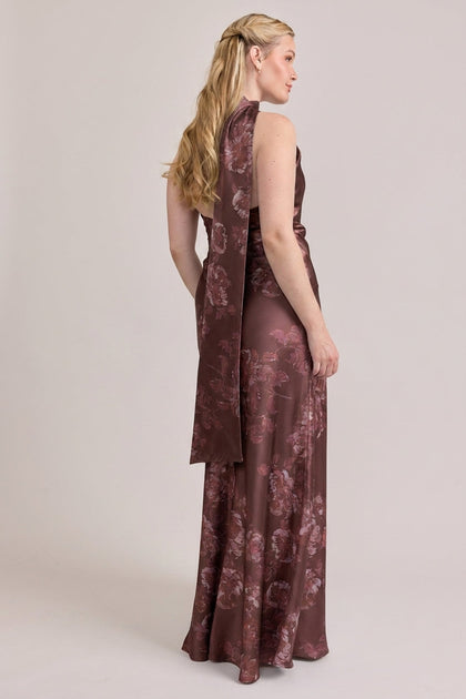 Imani Satin Floral Print Dress | Made To Order | Mahogany Blooms