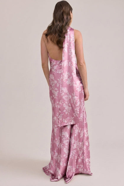 Imani Satin Floral Print Dress | Made To Order | Mauve Pink Bouquet
