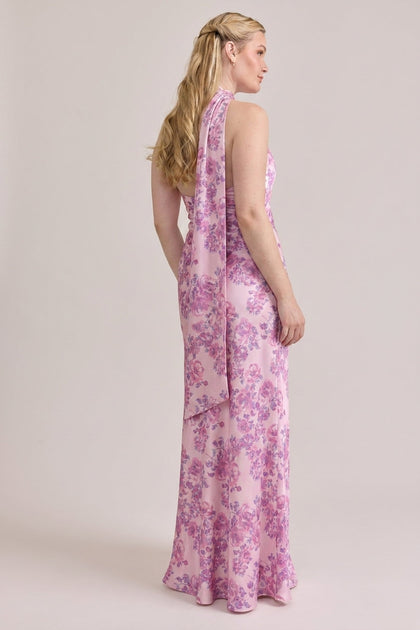 Imani Satin Floral Print Dress | Made To Order | Perfect Pink Blossom