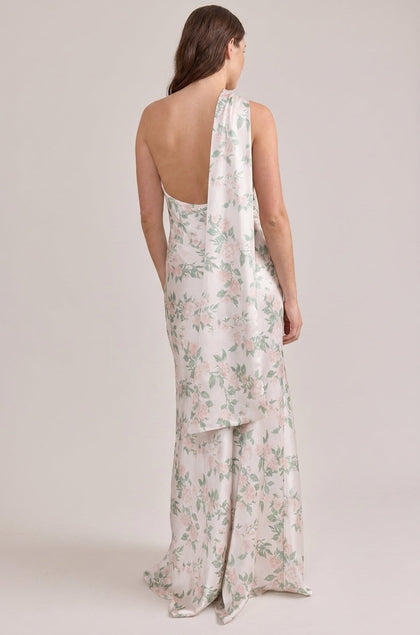 Imani Satin Floral Print Dress | Made To Order | Soft Champagne Bouquet