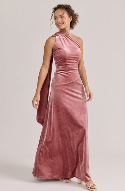 Imani Velvet Dress | Made To Order | Dusty Rose