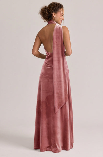 Imani Velvet Dress | Made To Order | Dusty Rose