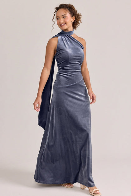 Imani Velvet Dress | Made To Order | Indie Blue