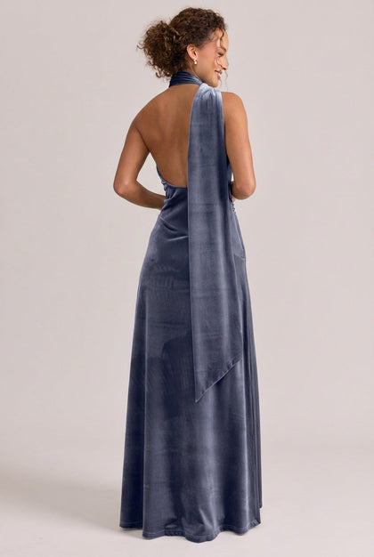Imani Velvet Dress | Made To Order | Indie Blue