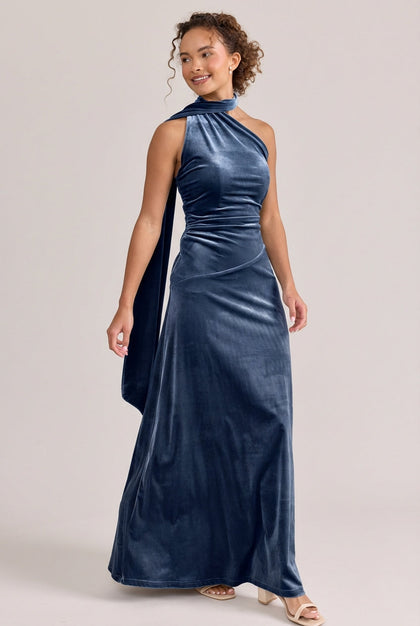Imani Velvet Dress | Made To Order | Royal Blue