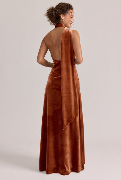 Imani Velvet Dress | Made To Order | Rust