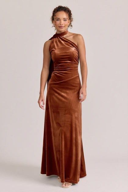 Imani Velvet Dress | Made To Order | Rust