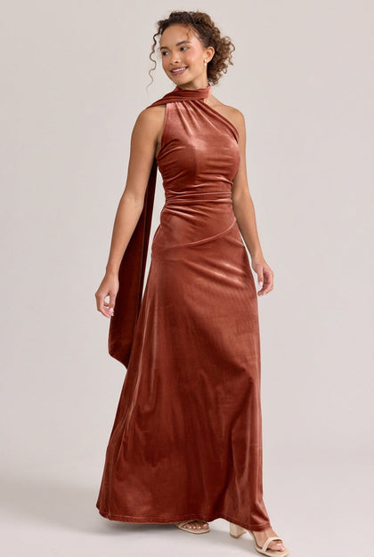 Imani Velvet Dress | Made To Order | Terracotta