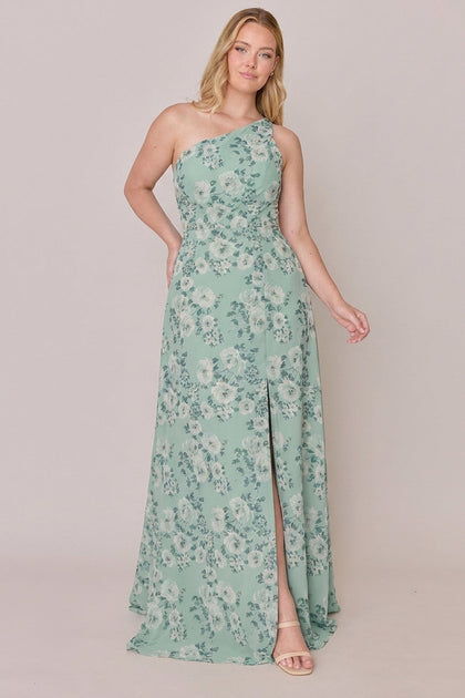 Inez Chiffon Floral Print Dress | Made To Order | Sage Blossom