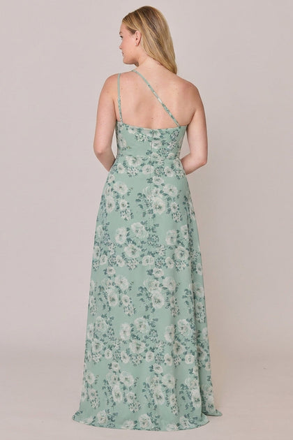 Inez Chiffon Floral Print Dress | Made To Order | Sage Blossom