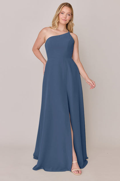 Inez Chiffon Dress | Made To Order | Dusty Blue