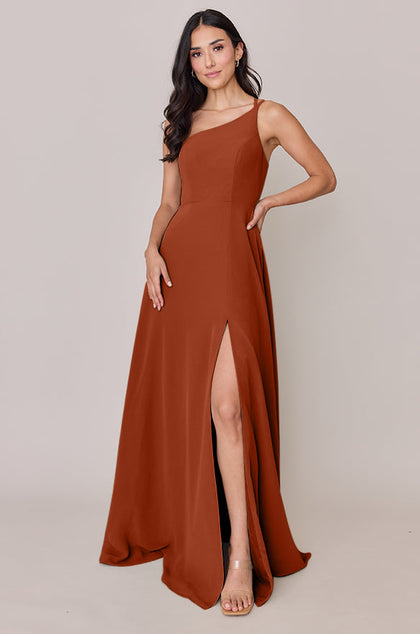 Inez Chiffon Dress | Made To Order | Rust