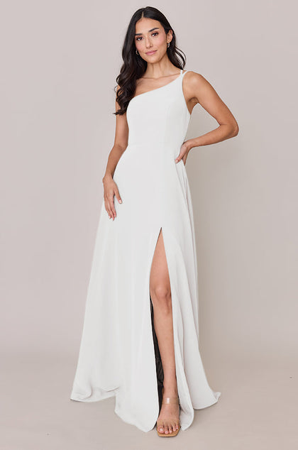 Inez Chiffon Dress | Made To Order | White Pearl