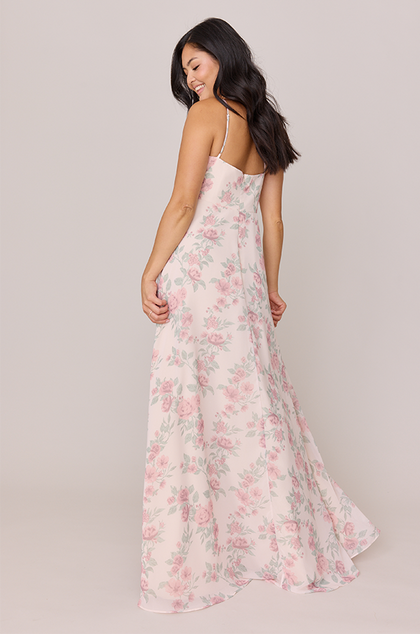 Inez Chiffon Floral Print Dress | Made To Order | Blushing Bride Bouquet