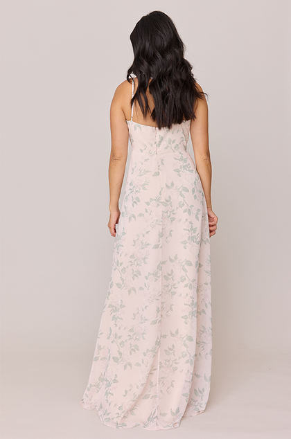 Inez Chiffon Floral Print Dress | Made To Order | Champagne Bouquet