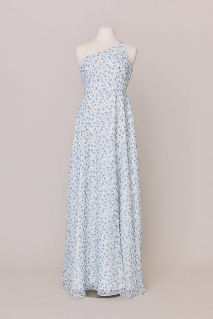 Inez Chiffon Floral Print Dress | Made To Order | French Blue Posey