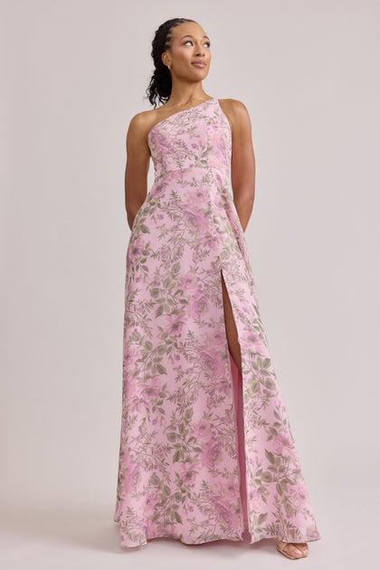 Inez Chiffon Floral Print Dress | Made To Order | Perfect Pink Meadow Blooms