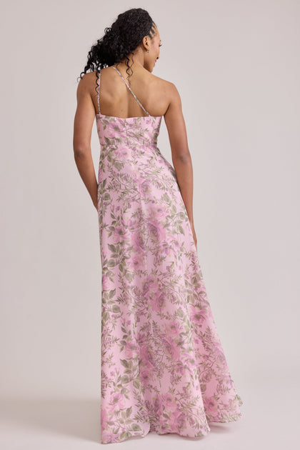 Inez Chiffon Floral Print Dress | Made To Order | Perfect Pink Meadow Blooms