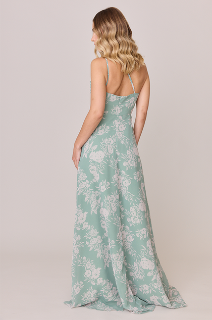 Inez Chiffon Floral Print Dress | Made To Order | Sage and Champagne Bouquet
