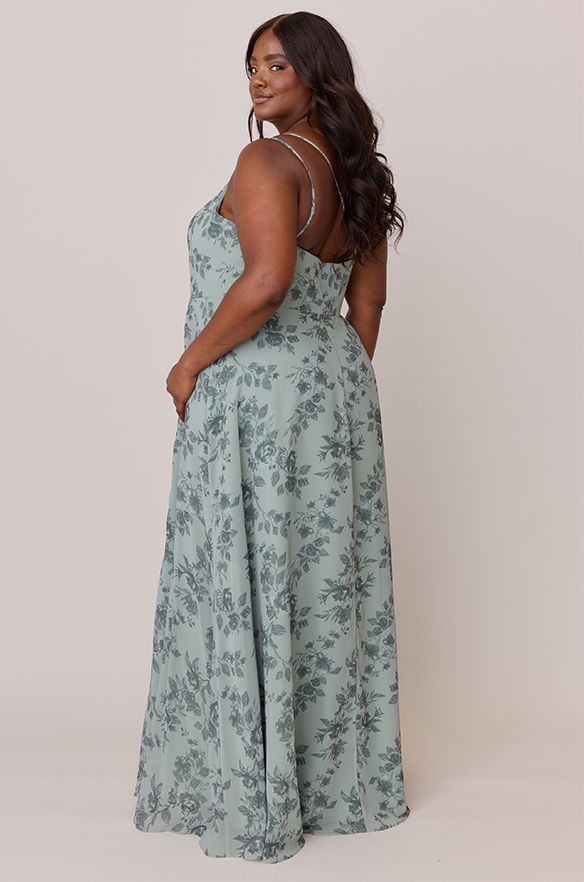 iris & ink green floral chiffon maxi dress Inez Chiffon Floral Print Dress