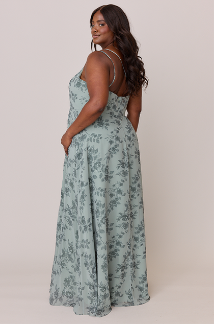Inez Chiffon Floral Print Dress | Made To Order | Sage Bouquet