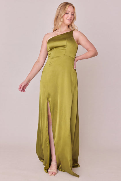 Inez Satin Dress | Made To Order | Chartreuse