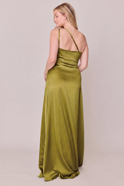 Inez Satin Dress | Made To Order | Chartreuse